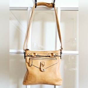 Diophy Los Angeles Handbag Front Lock Bag Brown Vegan Leather Crossbody Purse